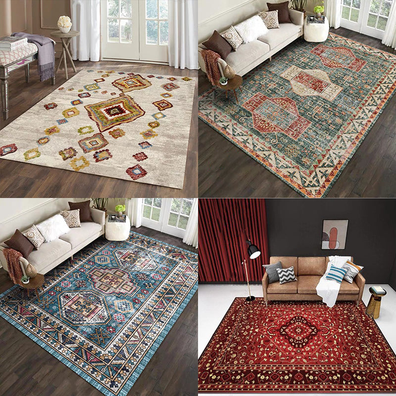 Casual Floral Printed Rug Multi Colored Polypropylene Indoor Rug Non-Slip Backing Easy Care Carpet for Bedroom Clearhalo 'Area Rug' 'Rugs' 'Vintage' Rug' 2285393