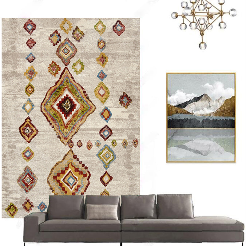 Casual Floral Printed Rug Multi Colored Polypropylene Indoor Rug Non-Slip Backing Easy Care Carpet for Bedroom Beige Clearhalo 'Area Rug' 'Rugs' 'Vintage' Rug' 2285401