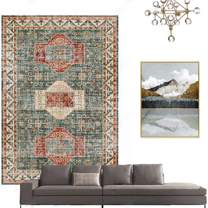 Casual Floral Printed Rug Multi Colored Polypropylene Indoor Rug Non-Slip Backing Easy Care Carpet for Bedroom Gray-Green Clearhalo 'Area Rug' 'Rugs' 'Vintage' Rug' 2285405