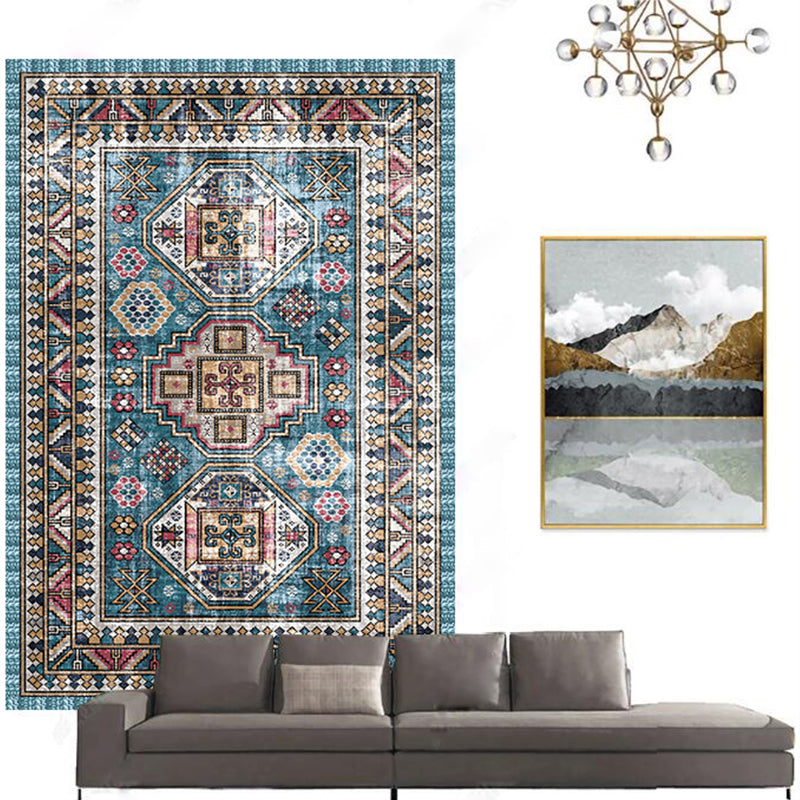 Casual Floral Printed Rug Multi Colored Polypropylene Indoor Rug Non-Slip Backing Easy Care Carpet for Bedroom Gray Blue Clearhalo 'Area Rug' 'Rugs' 'Vintage' Rug' 2285411