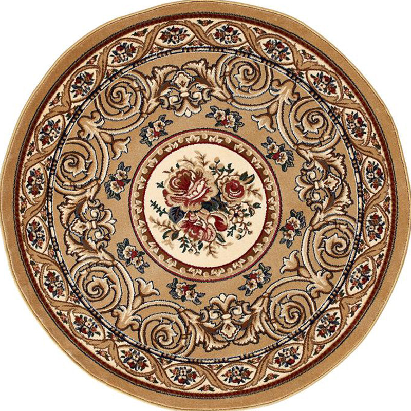 Olden Flower Printed Rug Multi Colored Synthetics Area Carpet Pet Friendly Washable Indoor Rug for Bedroom Champagne Clearhalo 'Area Rug' 'Rugs' 'Vintage' Rug' 2285413