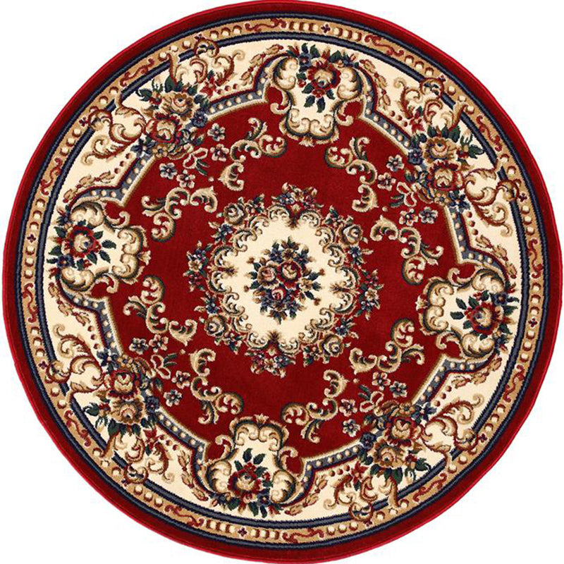 Olden Flower Printed Rug Multi Colored Synthetics Area Carpet Pet Friendly Washable Indoor Rug for Bedroom Red Clearhalo 'Area Rug' 'Rugs' 'Vintage' Rug' 2285414