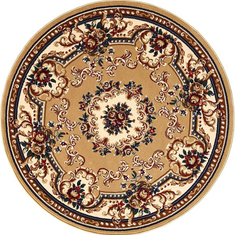 Olden Flower Printed Rug Multi Colored Synthetics Area Carpet Pet Friendly Washable Indoor Rug for Bedroom Camel Clearhalo 'Area Rug' 'Rugs' 'Vintage' Rug' 2285416