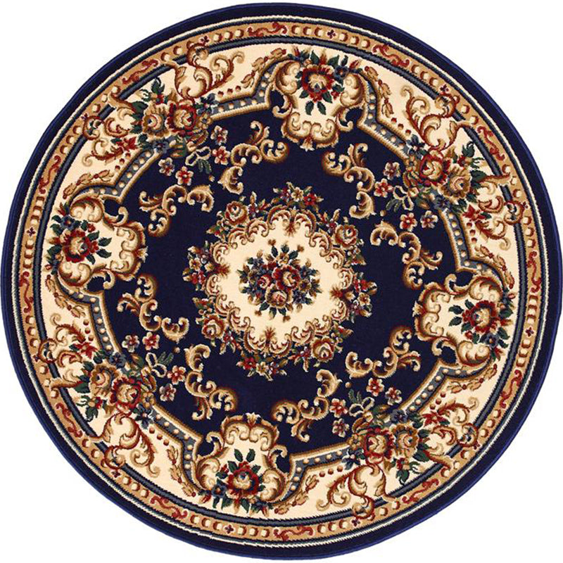 Olden Flower Printed Rug Multi Colored Synthetics Area Carpet Pet Friendly Washable Indoor Rug for Bedroom Navy Clearhalo 'Area Rug' 'Rugs' 'Vintage' Rug' 2285420