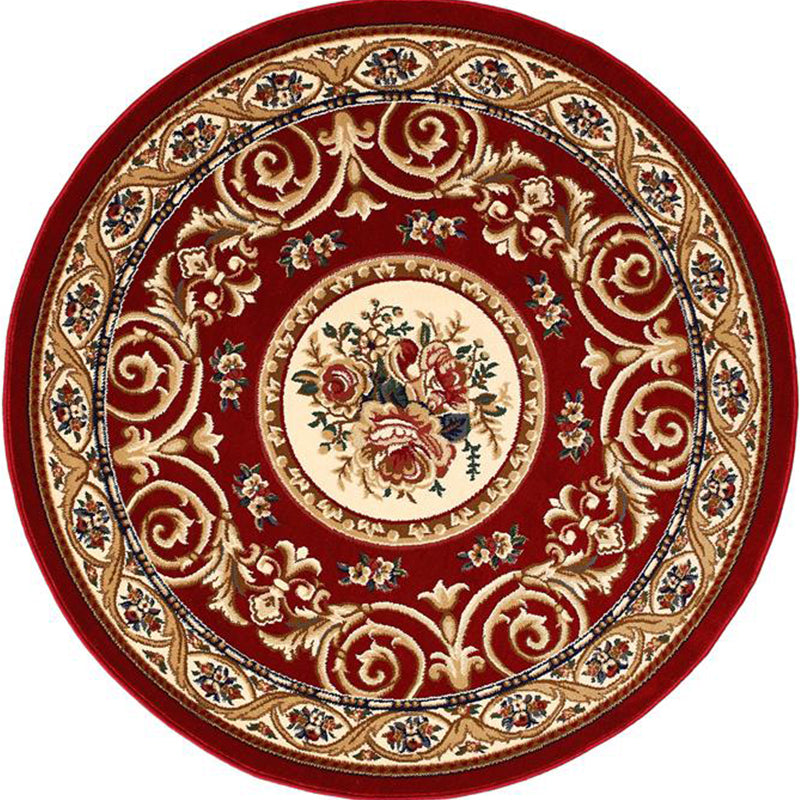 Olden Flower Printed Rug Multi Colored Synthetics Area Carpet Pet Friendly Washable Indoor Rug for Bedroom Brick Red Clearhalo 'Area Rug' 'Rugs' 'Vintage' Rug' 2285422