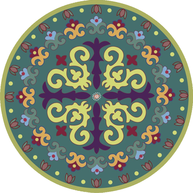 Multi-Colored Vintage Rug Polyster Floral Printed Area Rug Easy Care Pet Friendly Washable Carpet for Decoration Green Clearhalo 'Area Rug' 'Rugs' 'Vintage' Rug' 2285426