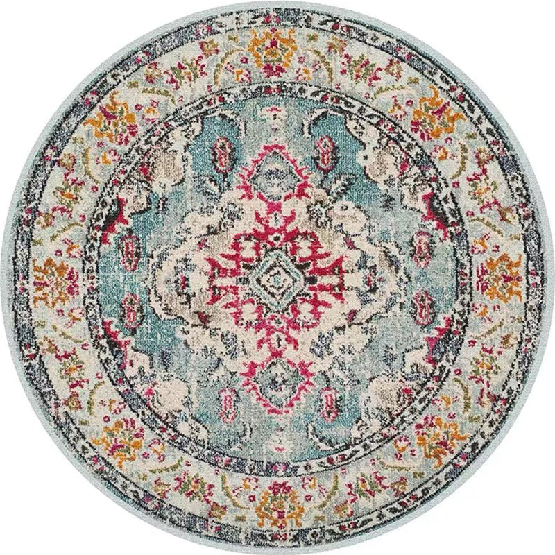 Multi-Colored Vintage Rug Polyster Floral Printed Area Rug Easy Care Pet Friendly Washable Carpet for Decoration Clearhalo 'Area Rug' 'Rugs' 'Vintage' Rug' 2285432