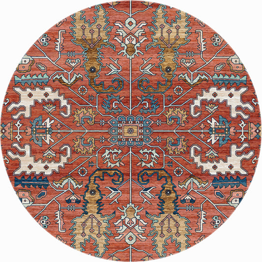 Multi-Colored Vintage Rug Polyster Floral Printed Area Rug Easy Care Pet Friendly Washable Carpet for Decoration Dark Red Clearhalo 'Area Rug' 'Rugs' 'Vintage' Rug' 2285433