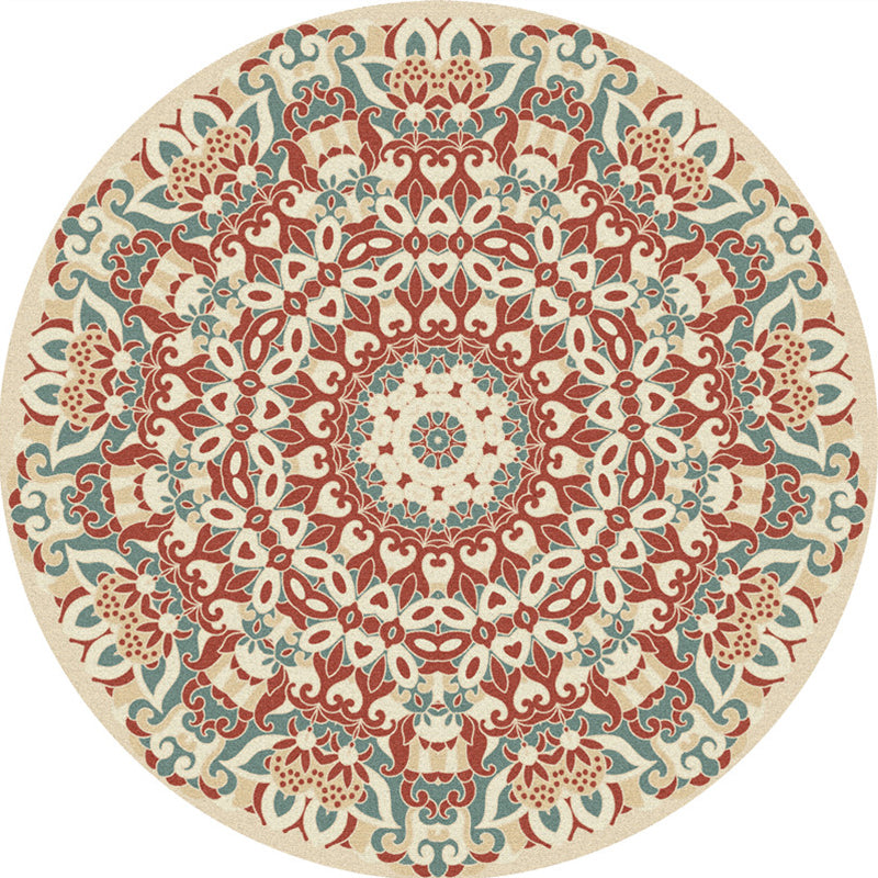 Multi-Colored Vintage Rug Polyster Floral Printed Area Rug Easy Care Pet Friendly Washable Carpet for Decoration Khaki Clearhalo 'Area Rug' 'Rugs' 'Vintage' Rug' 2285434