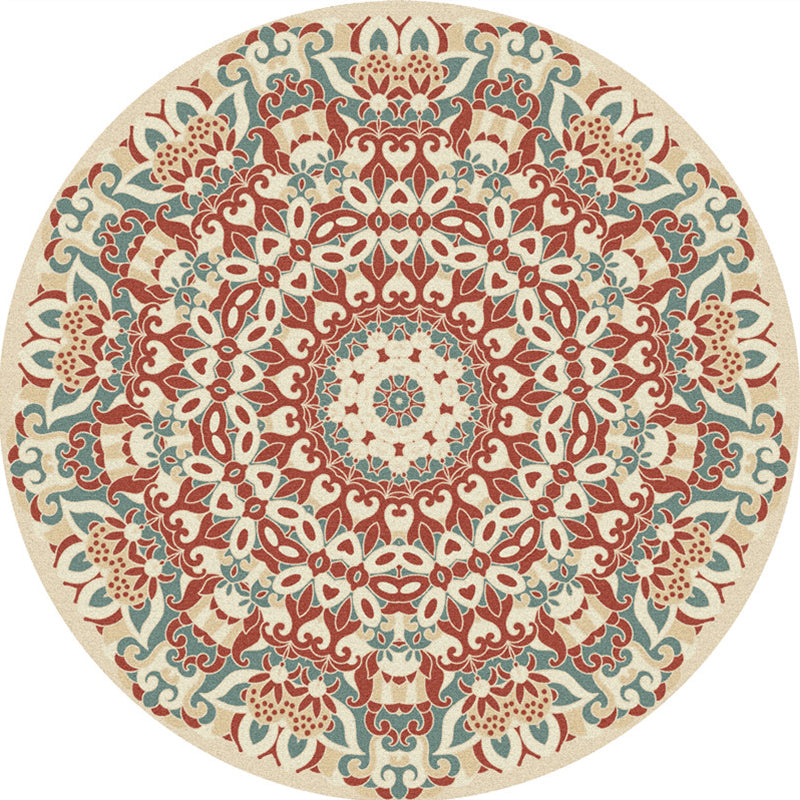 Multi-Colored Vintage Rug Polyster Floral Printed Area Rug Easy Care Pet Friendly Washable Carpet for Decoration Khaki Clearhalo 'Area Rug' 'Rugs' 'Vintage' Rug' 2285434