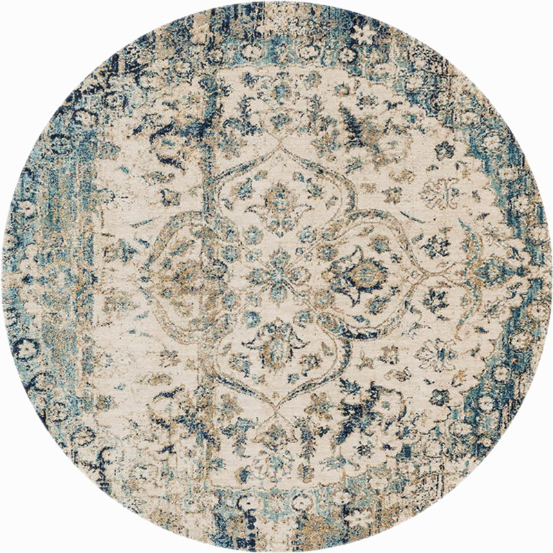 Multi-Colored Vintage Rug Polyster Floral Printed Area Rug Easy Care Pet Friendly Washable Carpet for Decoration Gray-Green Clearhalo 'Area Rug' 'Rugs' 'Vintage' Rug' 2285435