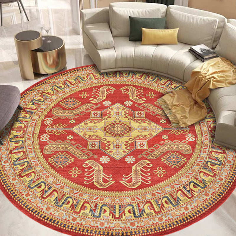 Multicolor Antique Rug Synthetics Geometric Area Carpet Non-Slip Backing Pet Friendly Indoor Rug for Parlor Red-Yellow Clearhalo 'Area Rug' 'Rugs' 'Vintage' Rug' 2285446