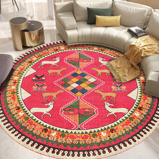 Multicolor Antique Rug Synthetics Geometric Area Carpet Non-Slip Backing Pet Friendly Indoor Rug for Parlor Watermelon Red Clearhalo 'Area Rug' 'Rugs' 'Vintage' Rug' 2285448