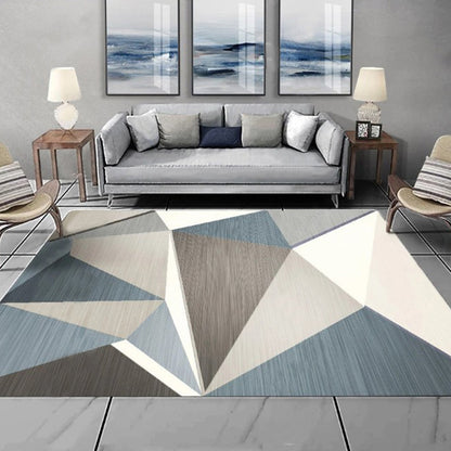 Nordic Geometric Pattern Rug Multi-Color Polypropylene Area Rug Non-Slip Backing Pet Friendly Carpet for Parlor Blue-Brown Clearhalo 'Area Rug' 'Modern' 'Rugs' Rug' 2285459