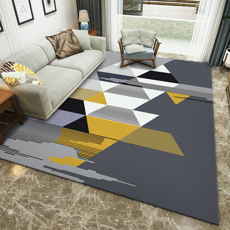 Multicolor Geo Patterned Rug Synthetics Simplicity Carpet Pet Friendly Anti-Slip Washable Area Rug for Home Decor Dark Gray Clearhalo 'Area Rug' 'Modern' 'Rugs' Rug' 2285470