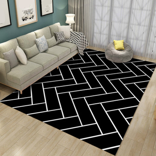Multicolor Geo Patterned Rug Synthetics Simplicity Carpet Pet Friendly Anti-Slip Washable Area Rug for Home Decor Black-White Clearhalo 'Area Rug' 'Modern' 'Rugs' Rug' 2285478