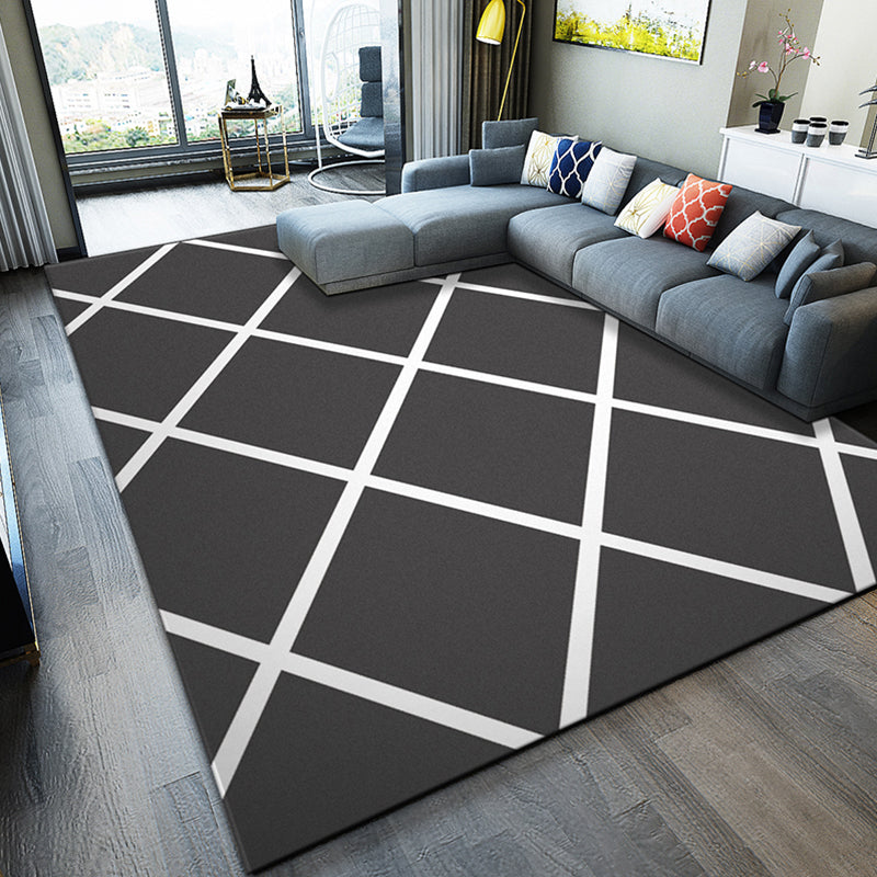 Multicolor Geo Patterned Rug Synthetics Simplicity Carpet Pet Friendly Anti-Slip Washable Area Rug for Home Decor Dark Gray-White Clearhalo 'Area Rug' 'Modern' 'Rugs' Rug' 2285481