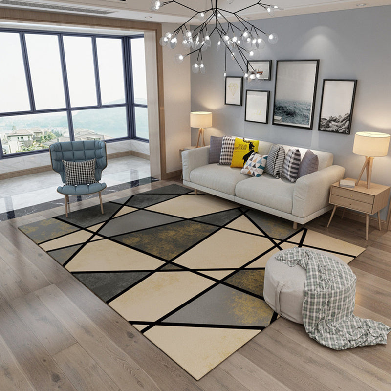 Simple Modern Rug Multi-Color Geometric Print Carpet Anti-Slip Backing Washable Indoor Rug for Living Room Brown Clearhalo 'Area Rug' 'Modern' 'Rugs' Rug' 2285489