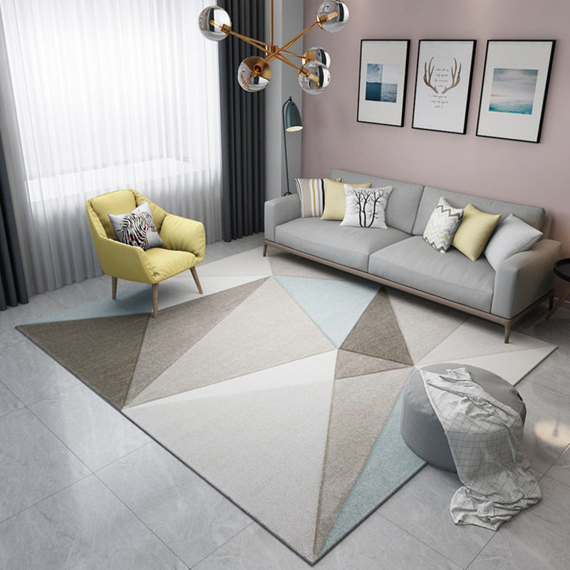 Simple Modern Rug Multi-Color Geometric Print Carpet Anti-Slip Backing Washable Indoor Rug for Living Room Khaki Clearhalo 'Area Rug' 'Modern' 'Rugs' Rug' 2285491