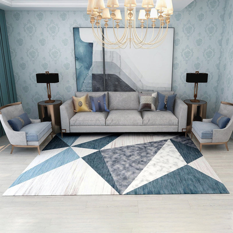 Simple Modern Rug Multi-Color Geometric Print Carpet Anti-Slip Backing Washable Indoor Rug for Living Room Lake Green Clearhalo 'Area Rug' 'Modern' 'Rugs' Rug' 2285496