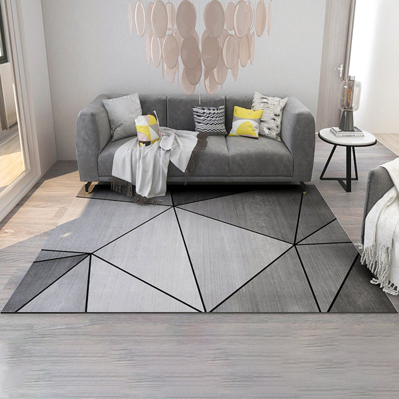 Simple Modern Rug Multi-Color Geometric Print Carpet Anti-Slip Backing Washable Indoor Rug for Living Room Silver Gray Clearhalo 'Area Rug' 'Modern' 'Rugs' Rug' 2285502