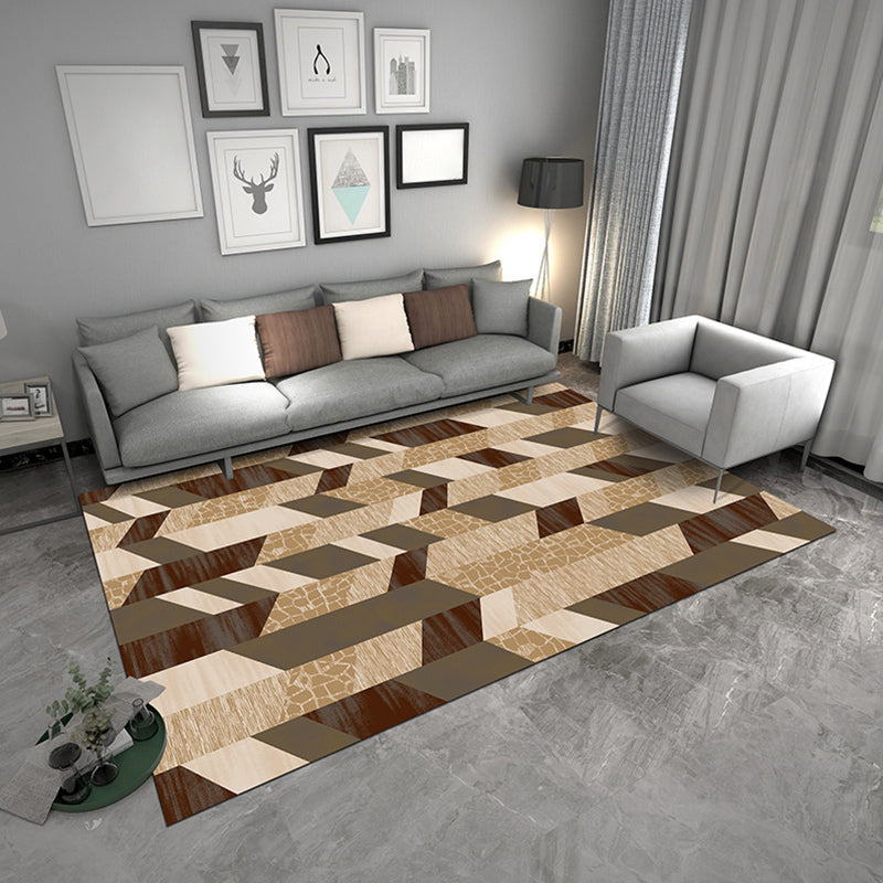 Contemporary Geometric Rug Multicolor Polyster Area Carpet Pet Friendly Non-Slip Indoor Rug for Parlor Brown Clearhalo 'Area Rug' 'Modern' 'Rugs' Rug' 2285560