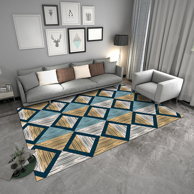 Contemporary Geometric Rug Multicolor Polyster Area Carpet Pet Friendly Non-Slip Indoor Rug for Parlor Blue-Yellow Clearhalo 'Area Rug' 'Modern' 'Rugs' Rug' 2285561