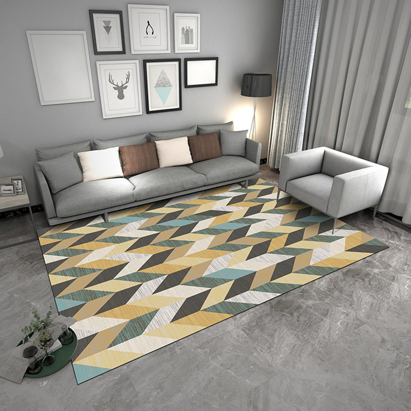Contemporary Geometric Rug Multicolor Polyster Area Carpet Pet Friendly Non-Slip Indoor Rug for Parlor Yellow Clearhalo 'Area Rug' 'Modern' 'Rugs' Rug' 2285564