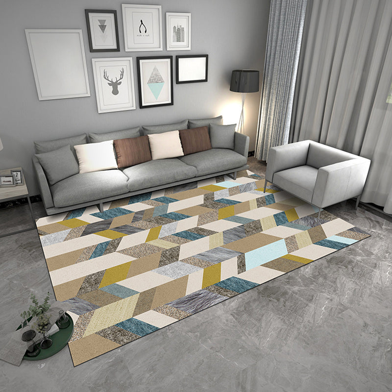 Contemporary Geometric Rug Multicolor Polyster Area Carpet Pet Friendly Non-Slip Indoor Rug for Parlor Dark Yellow Clearhalo 'Area Rug' 'Modern' 'Rugs' Rug' 2285566