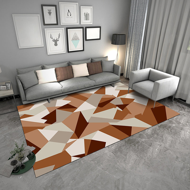 Contemporary Geometric Rug Multicolor Polyster Area Carpet Pet Friendly Non-Slip Indoor Rug for Parlor Orange Clearhalo 'Area Rug' 'Modern' 'Rugs' Rug' 2285567