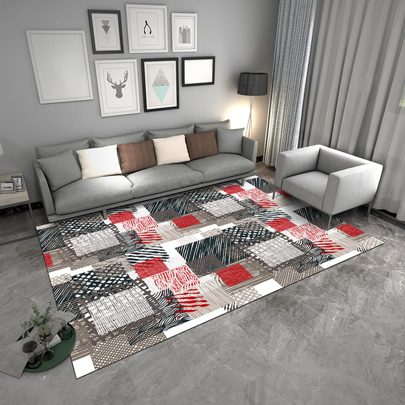 Contemporary Geometric Rug Multicolor Polyster Area Carpet Pet Friendly Non-Slip Indoor Rug for Parlor Red Clearhalo 'Area Rug' 'Modern' 'Rugs' Rug' 2285569