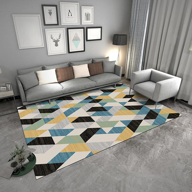 Contemporary Geometric Rug Multicolor Polyster Area Carpet Pet Friendly Non-Slip Indoor Rug for Parlor Blue Clearhalo 'Area Rug' 'Modern' 'Rugs' Rug' 2285570