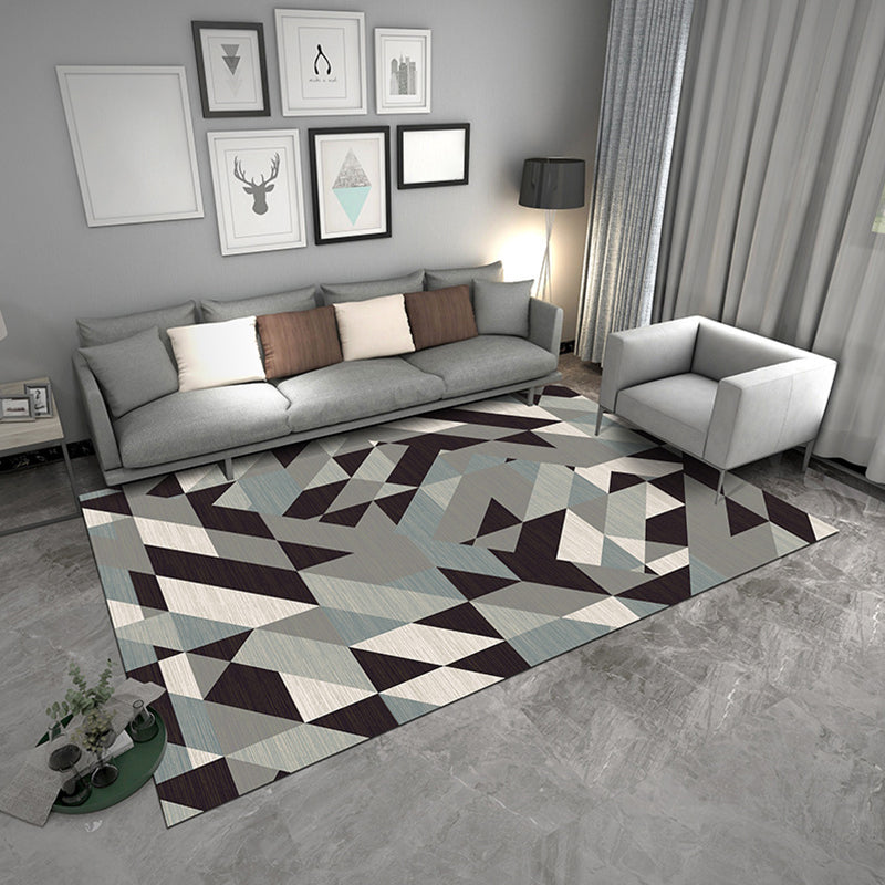 Contemporary Geometric Rug Multicolor Polyster Area Carpet Pet Friendly Non-Slip Indoor Rug for Parlor Black-Gray Clearhalo 'Area Rug' 'Modern' 'Rugs' Rug' 2285571
