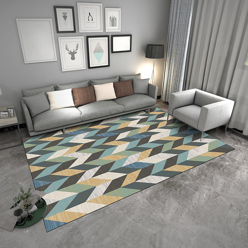 Contemporary Geometric Rug Multicolor Polyster Area Carpet Pet Friendly Non-Slip Indoor Rug for Parlor Green Clearhalo 'Area Rug' 'Modern' 'Rugs' Rug' 2285572