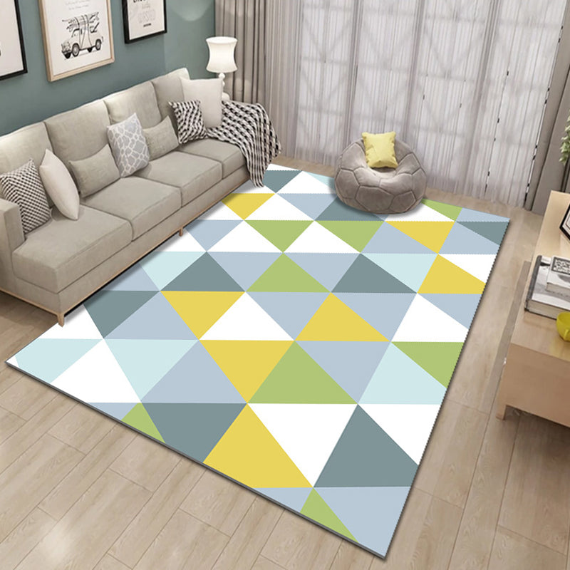 Fancy Living Room Rug Multi Color Geometric Area Carpet Polyster Non-Slip Backing Washable Indoor Rug Light Blue-Yellow Clearhalo 'Area Rug' 'Modern' 'Rugs' Rug' 2285577