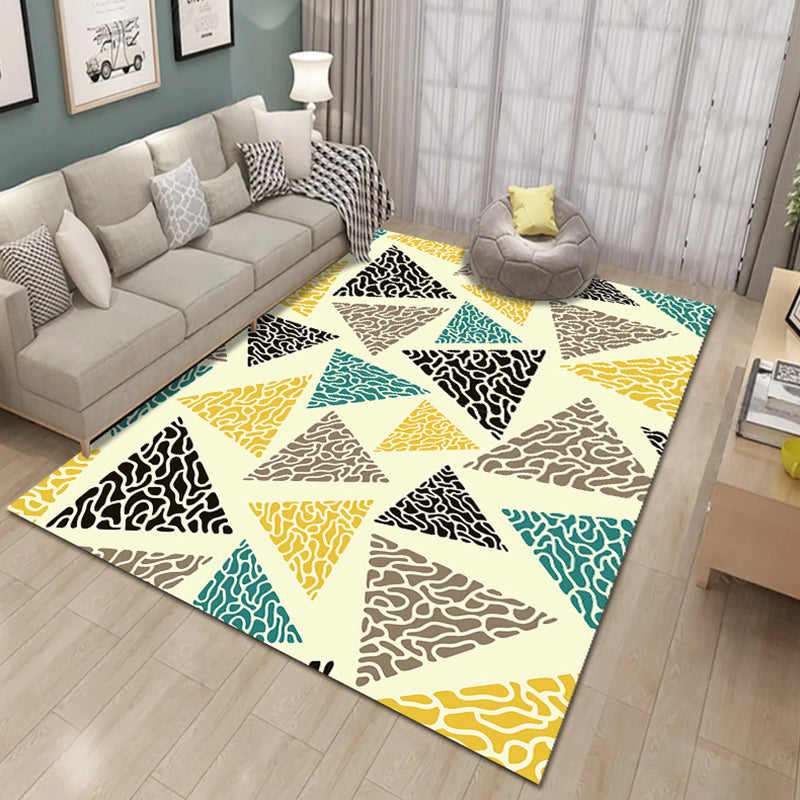 Fancy Living Room Rug Multi Color Geometric Area Carpet Polyster Non-Slip Backing Washable Indoor Rug Yellow Clearhalo 'Area Rug' 'Modern' 'Rugs' Rug' 2285578