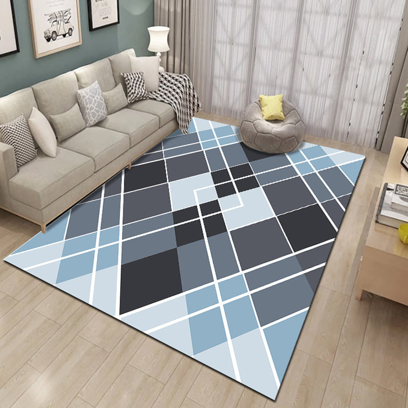 Fancy Living Room Rug Multi Color Geometric Area Carpet Polyster Non-Slip Backing Washable Indoor Rug Blue Clearhalo 'Area Rug' 'Modern' 'Rugs' Rug' 2285579