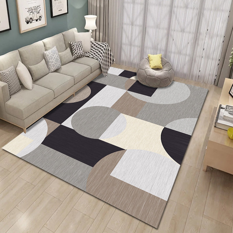 Fancy Living Room Rug Multi Color Geometric Area Carpet Polyster Non-Slip Backing Washable Indoor Rug Brown Clearhalo 'Area Rug' 'Modern' 'Rugs' Rug' 2285585