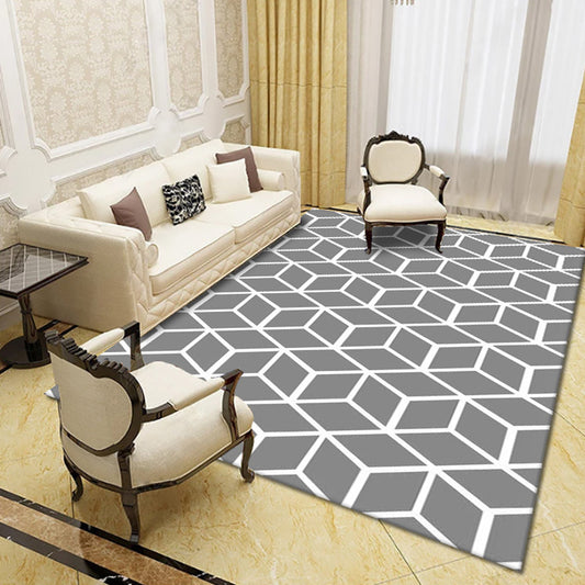 Modern Living Room Rug Multi Colored Geometric Area Carpet Synthetics Anti-Slip Stain-Resistant Rug Light Gray Clearhalo 'Area Rug' 'Modern' 'Rugs' Rug' 2285590