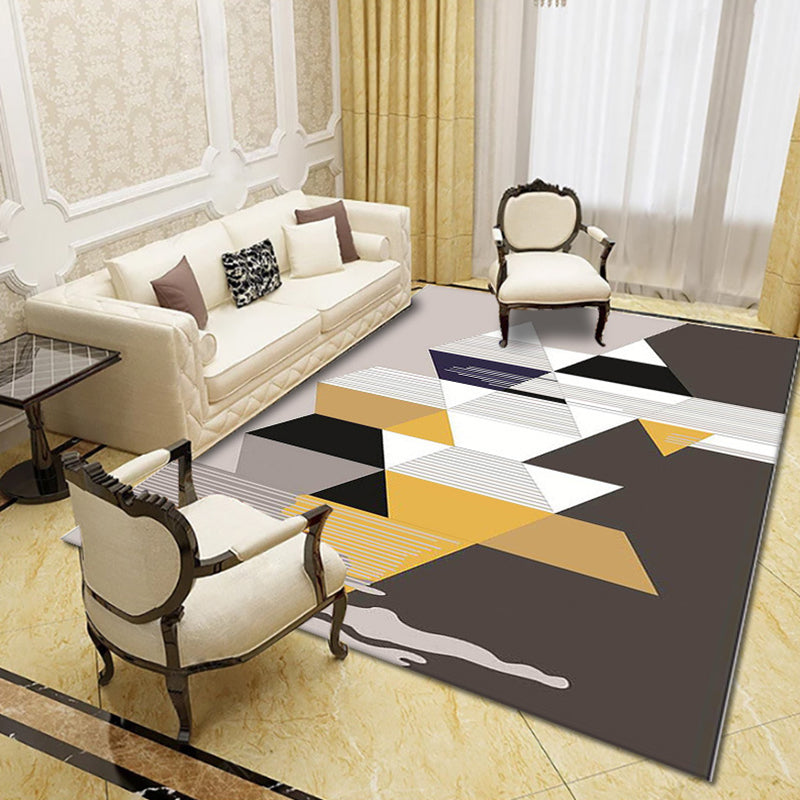 Modern Living Room Rug Multi Colored Geometric Area Carpet Synthetics Anti-Slip Stain-Resistant Rug Dark Brown Clearhalo 'Area Rug' 'Modern' 'Rugs' Rug' 2285592