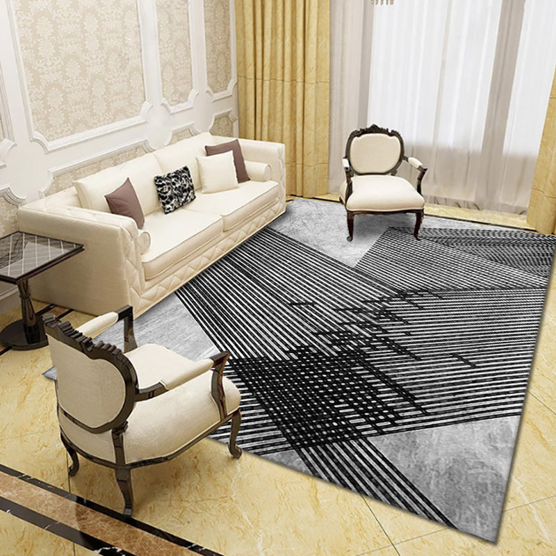 Modern Living Room Rug Multi Colored Geometric Area Carpet Synthetics Anti-Slip Stain-Resistant Rug Black Clearhalo 'Area Rug' 'Modern' 'Rugs' Rug' 2285597