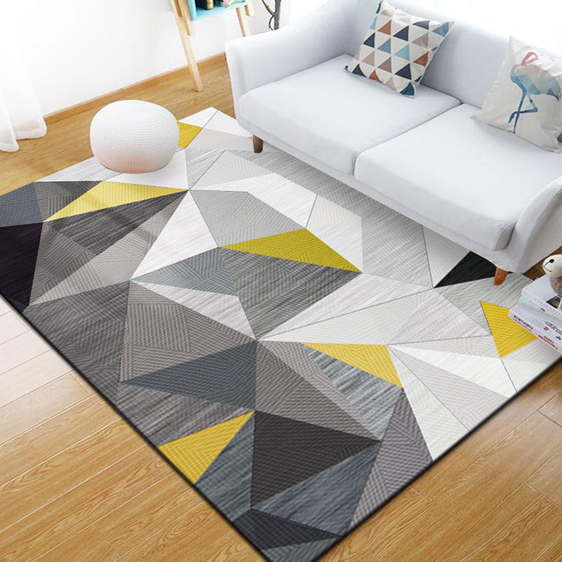 Scandinavian Geometric Rug Multi-Colored Polyster Indoor Rug Non-Slip Backing Pet Friendly Carpet for Decoration Black Gray-White Clearhalo 'Area Rug' 'Modern' 'Rugs' Rug' 2285606