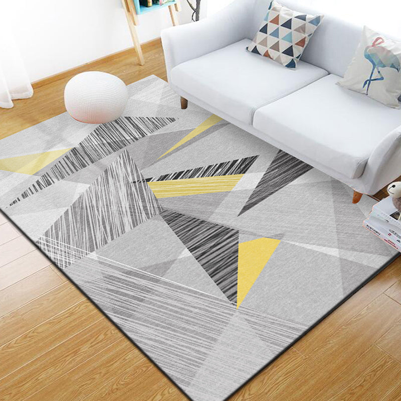 Scandinavian Geometric Rug Multi-Colored Polyster Indoor Rug Non-Slip Backing Pet Friendly Carpet for Decoration Gray-Yellow Clearhalo 'Area Rug' 'Modern' 'Rugs' Rug' 2285607