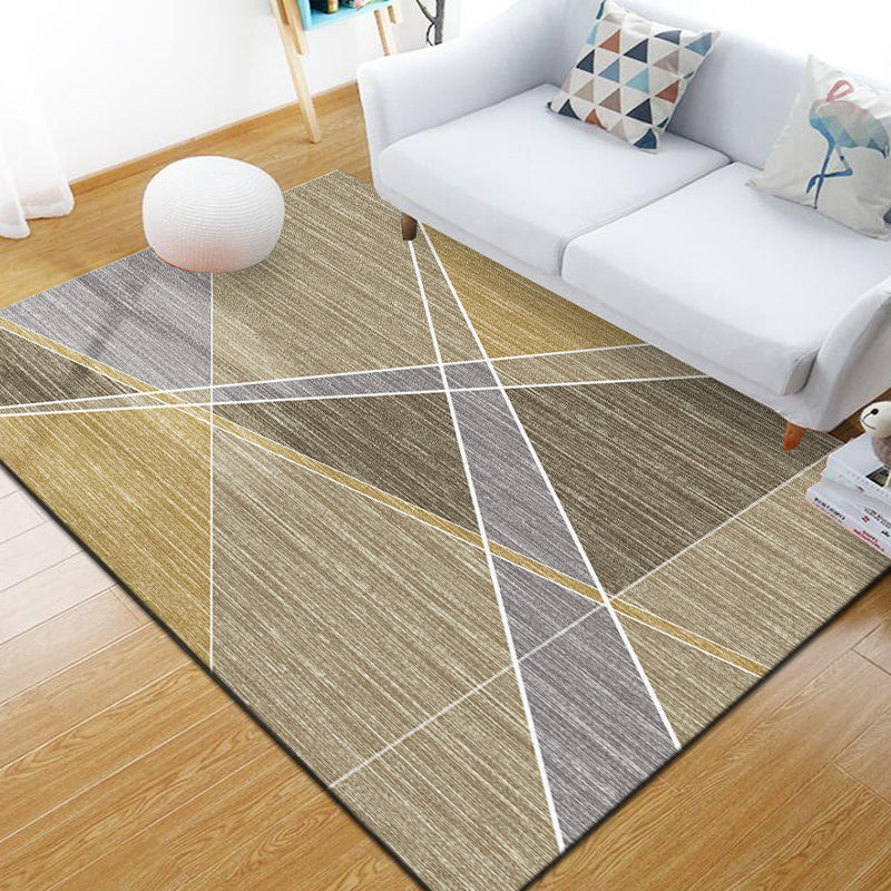 Scandinavian Geometric Rug Multi-Colored Polyster Indoor Rug Non-Slip Backing Pet Friendly Carpet for Decoration Brown Clearhalo 'Area Rug' 'Modern' 'Rugs' Rug' 2285608