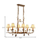 Metal Bell Shade Hanging Chandelier Country 6 Lights Living Room Pendant Light in Brown with Linear Canopy Clearhalo 'Ceiling Lights' 'Chandeliers' Lighting' options 228561