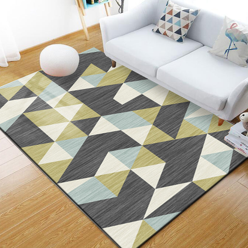 Scandinavian Geometric Rug Multi-Colored Polyster Indoor Rug Non-Slip Backing Pet Friendly Carpet for Decoration Green Clearhalo 'Area Rug' 'Modern' 'Rugs' Rug' 2285610