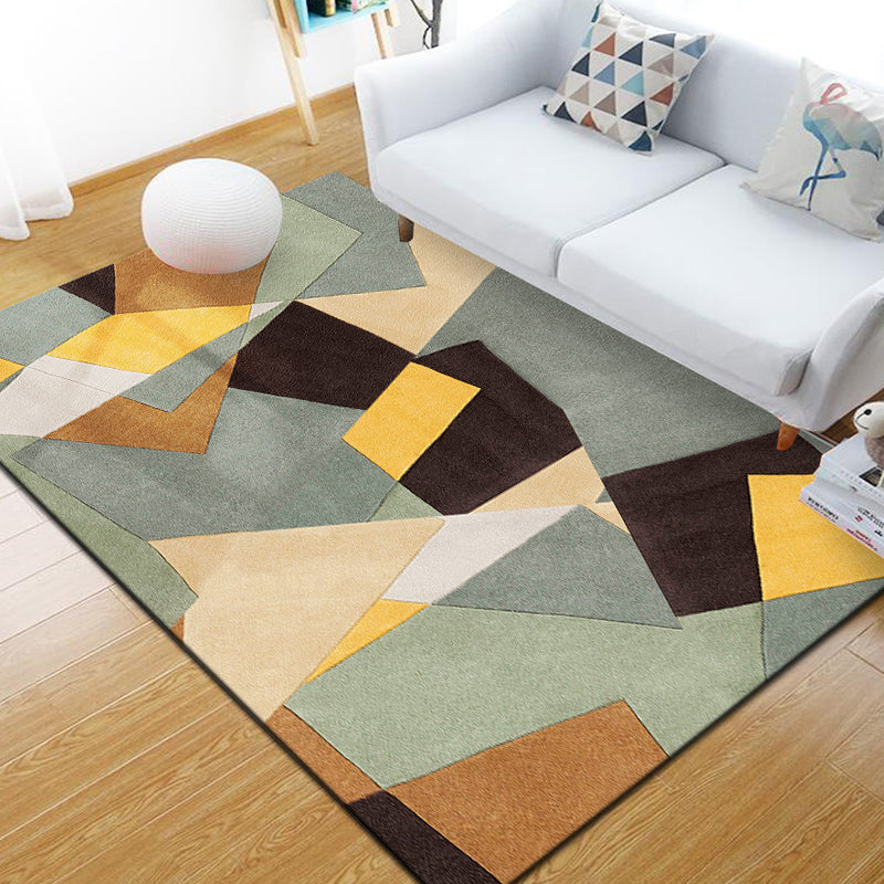 Scandinavian Geometric Rug Multi-Colored Polyster Indoor Rug Non-Slip Backing Pet Friendly Carpet for Decoration Olive Green Clearhalo 'Area Rug' 'Modern' 'Rugs' Rug' 2285611