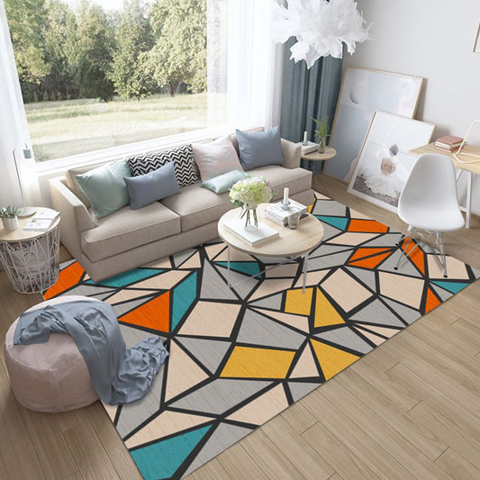 Simple Multicolor Geo Rug Synthetics Nordic Carpet Anti-Slip Pet Friendly Washable Rug for Decor Gray-Yellow Clearhalo 'Area Rug' 'Modern' 'Rugs' Rug' 2285624