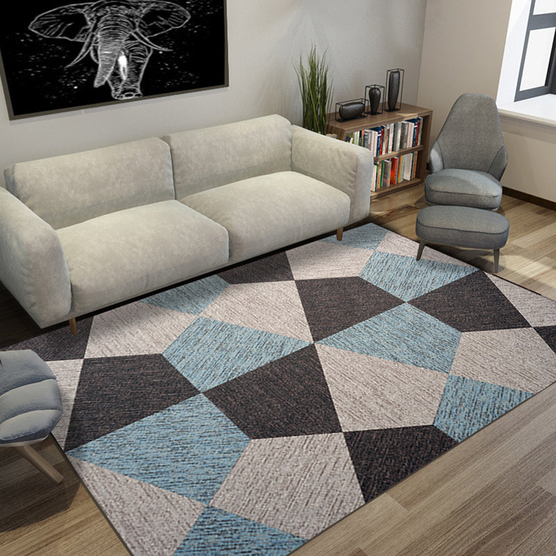 Simple Multicolor Geo Rug Synthetics Nordic Carpet Anti-Slip Pet Friendly Washable Rug for Decor Blue-Brown Clearhalo 'Area Rug' 'Modern' 'Rugs' Rug' 2285628