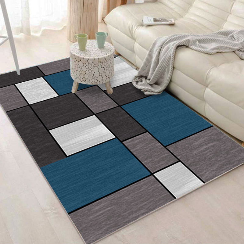 Simple Multicolor Geo Rug Synthetics Nordic Carpet Anti-Slip Pet Friendly Washable Rug for Decor Dark Blue-Gray Clearhalo 'Area Rug' 'Modern' 'Rugs' Rug' 2285629